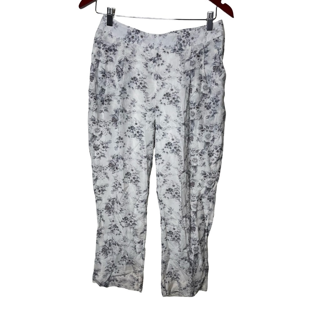 Itr by Khyati Pande white grey floral cotton lined crop pants sz M
